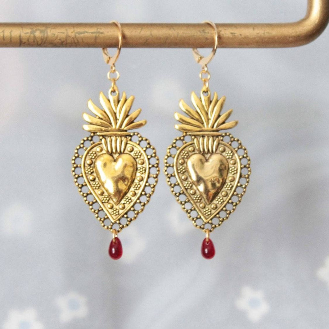 Aretes corazon dorado(R59)