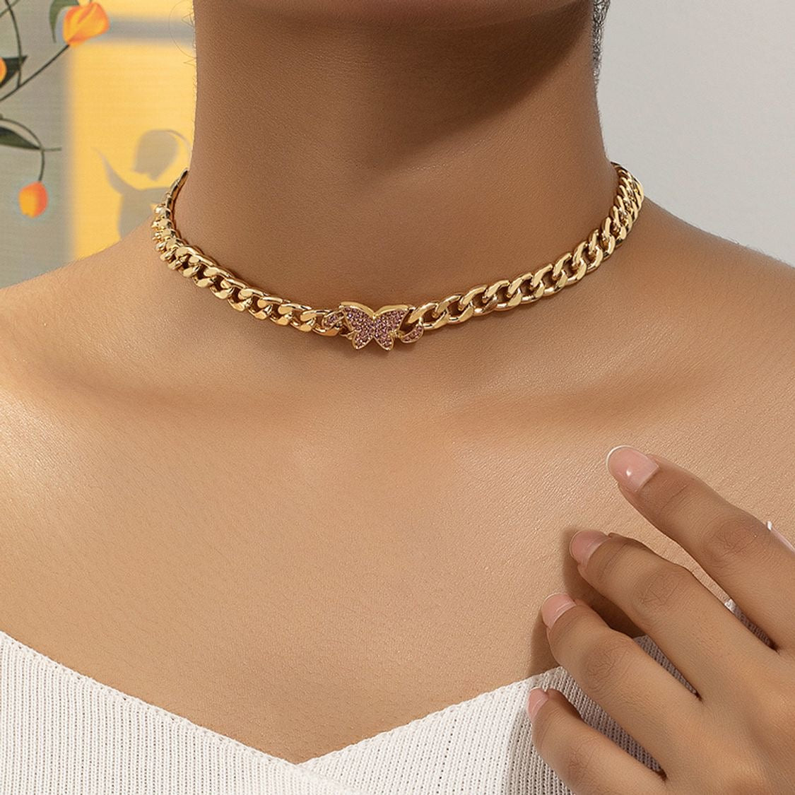 Collar mariposa dorado(G129)