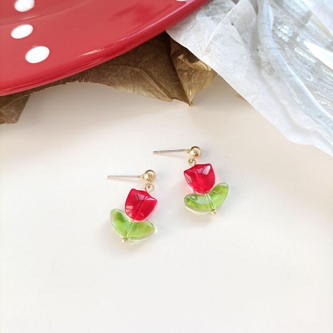 Aretes flor roja(C201)