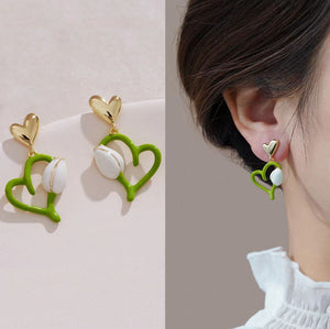 Aretes corazon verde(D161)