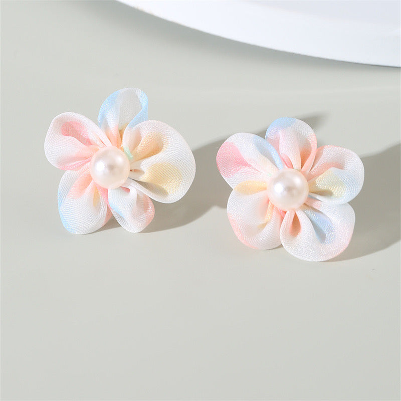 Aretes flor rosa azul(A111)