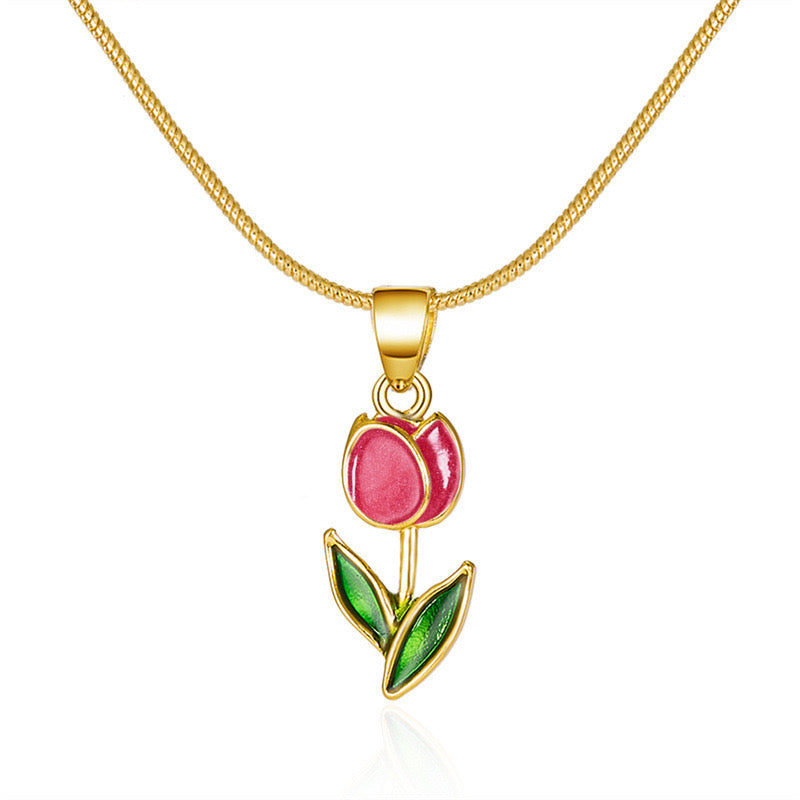 Collar flor rosa(R76)