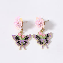 Cargar imagen en el visor de la galería, Aretes mariposas morado(D162)
