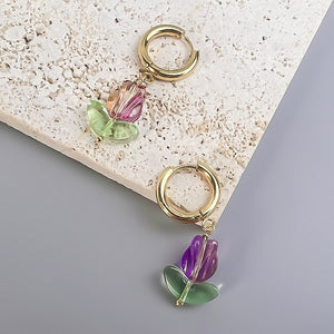 Aretes flores moradas(L226)