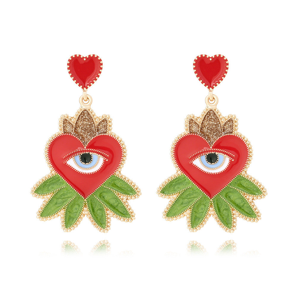 Aretes corazon ojo(G113)