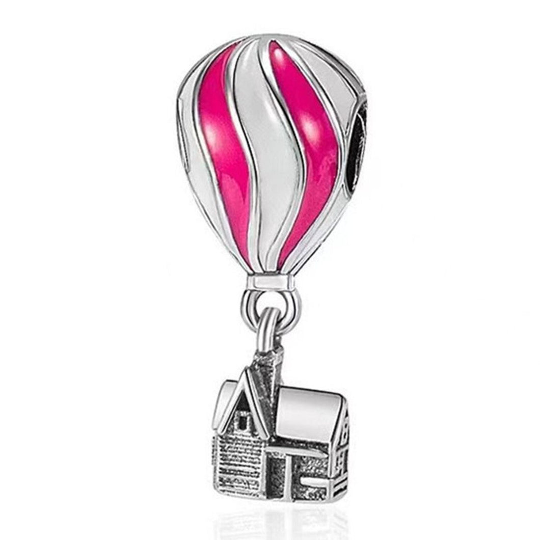 Charm globo casa rosa(BB72)