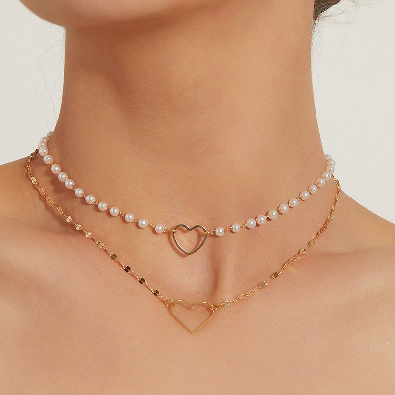 Collares perlas corazon(C116)