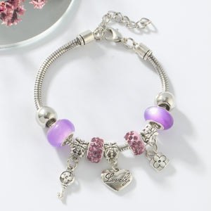 Pulsera morado charms(AA44)