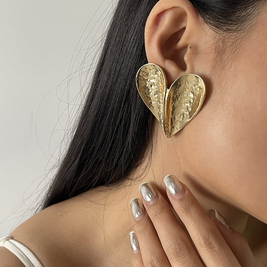 Aretes corazón dorado(L112)