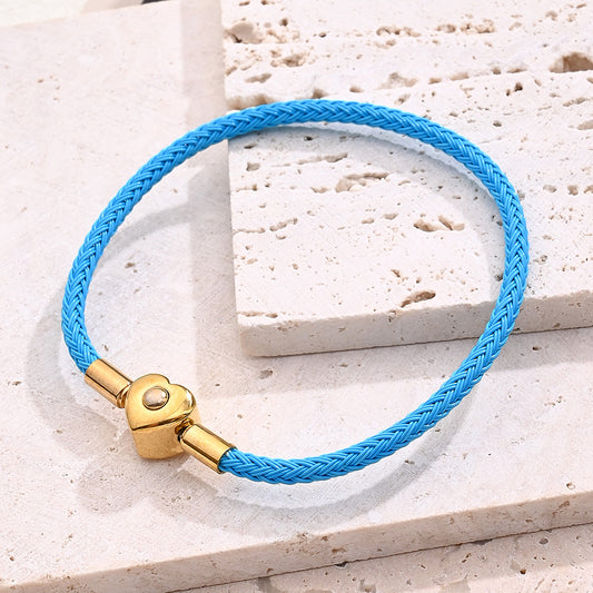 Pulsera azul corazón (compatible con Charms ) 19 cm(B111)