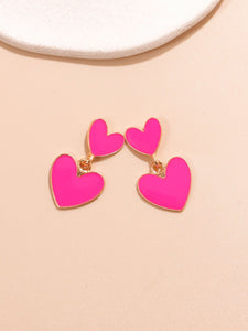 Aretes corazon rosa (K130)