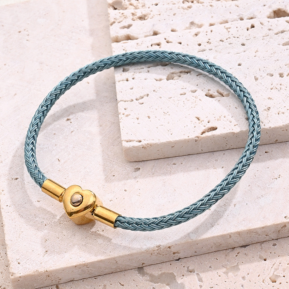 Pulsera corazón turquesa (Compatible con Charms) 19 cm(X38)