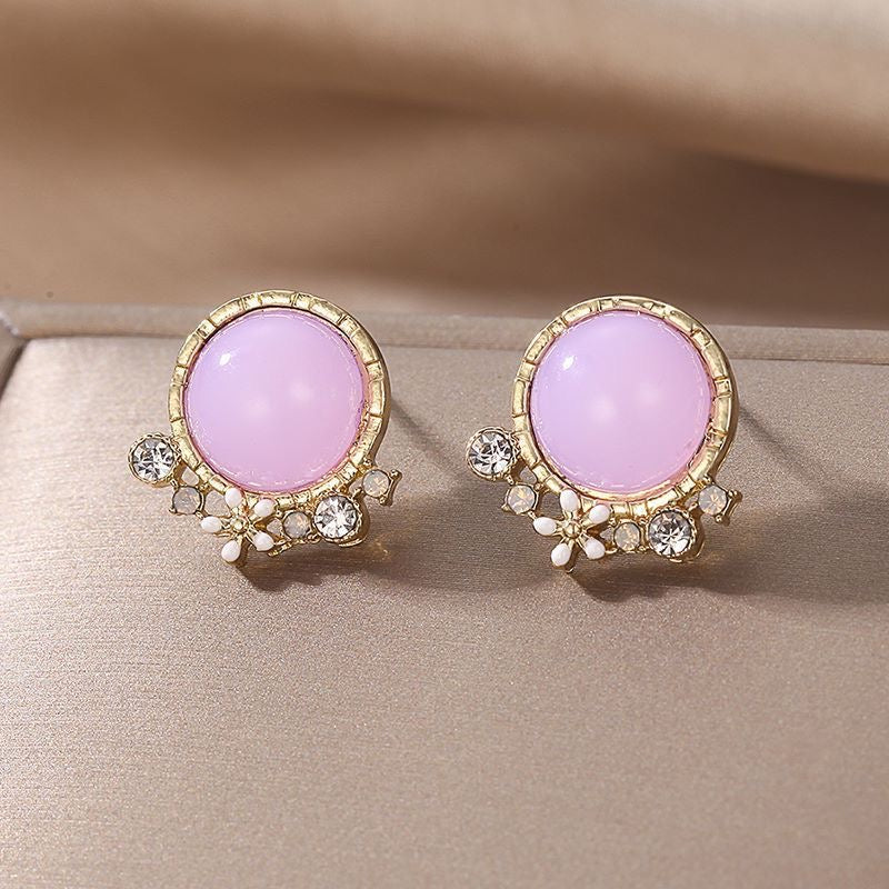 Aretes rosa circulo(L168)