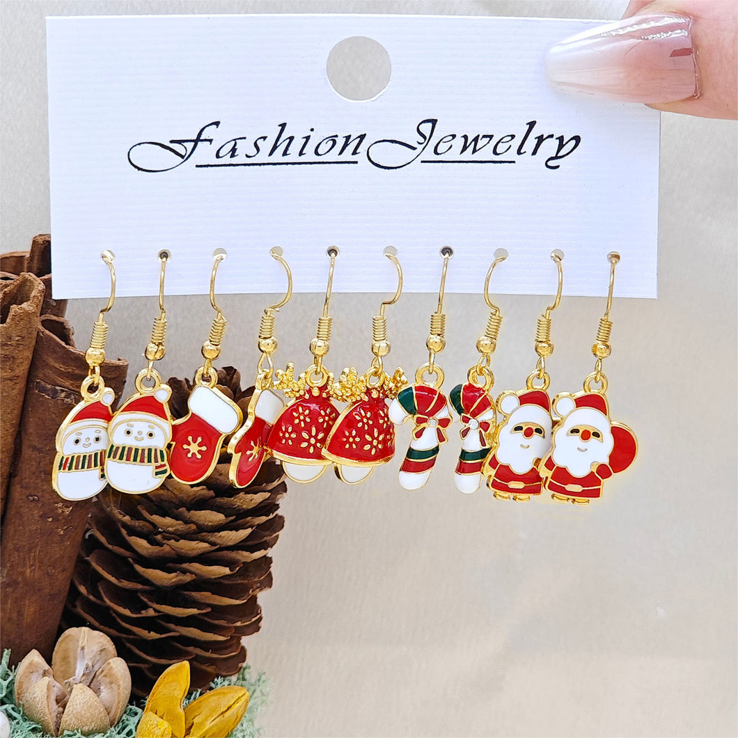 Aretes set 5 pares Navidad(K103)