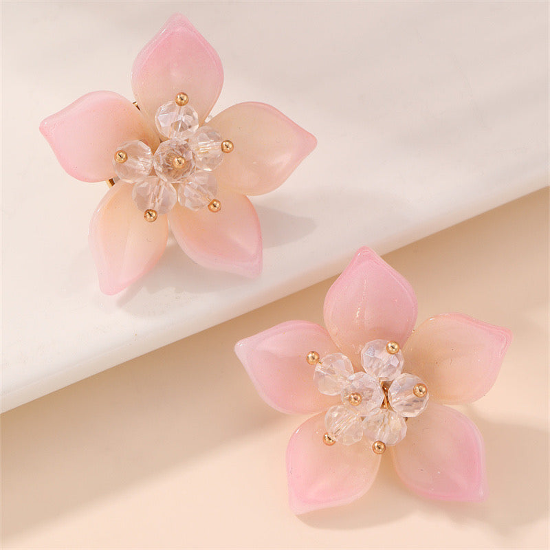 Aretes flor rosa(K134)