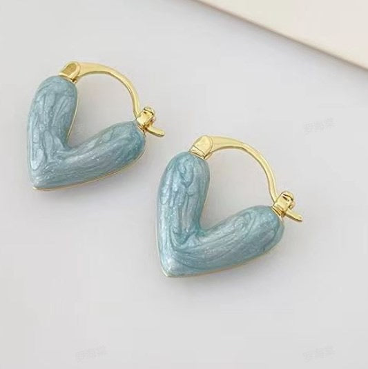 Aretes corazon azul(U51)