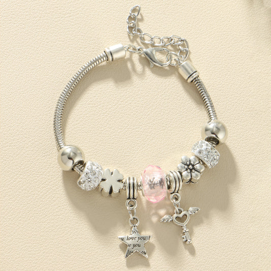 Pulsera pink charms ajustable(J124)