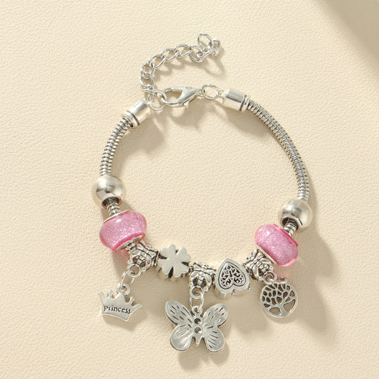 Pulsera charms mariposa ajustable(J155)