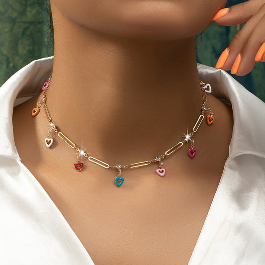 Collar corazones colores(S84)