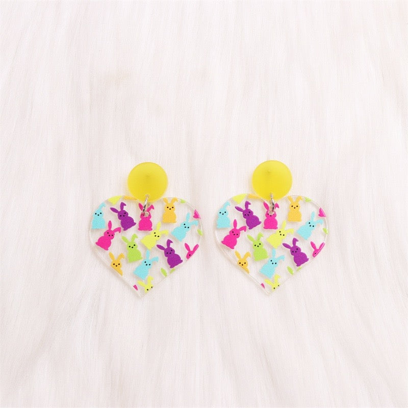 aretes corazones conejos(E144)